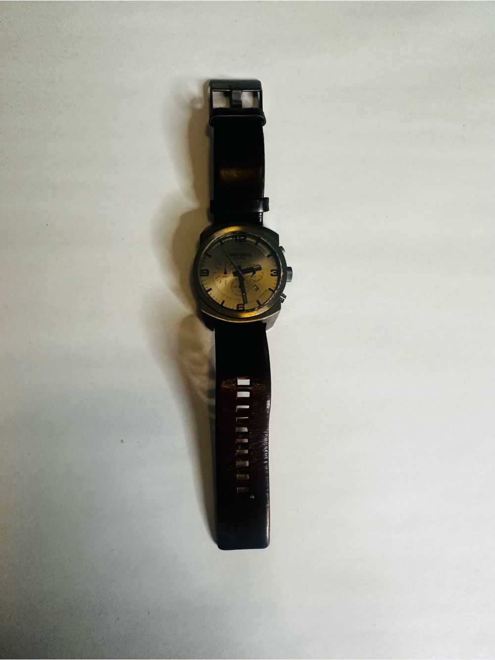 Diesel Men’s 5 Bar Chronograph Watch Black Leather Strap - Picture 2 of 5